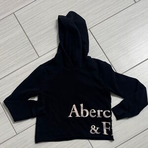 Girls Abercrombie & Fitch Cropped Black Hoodie with Metallic Logo